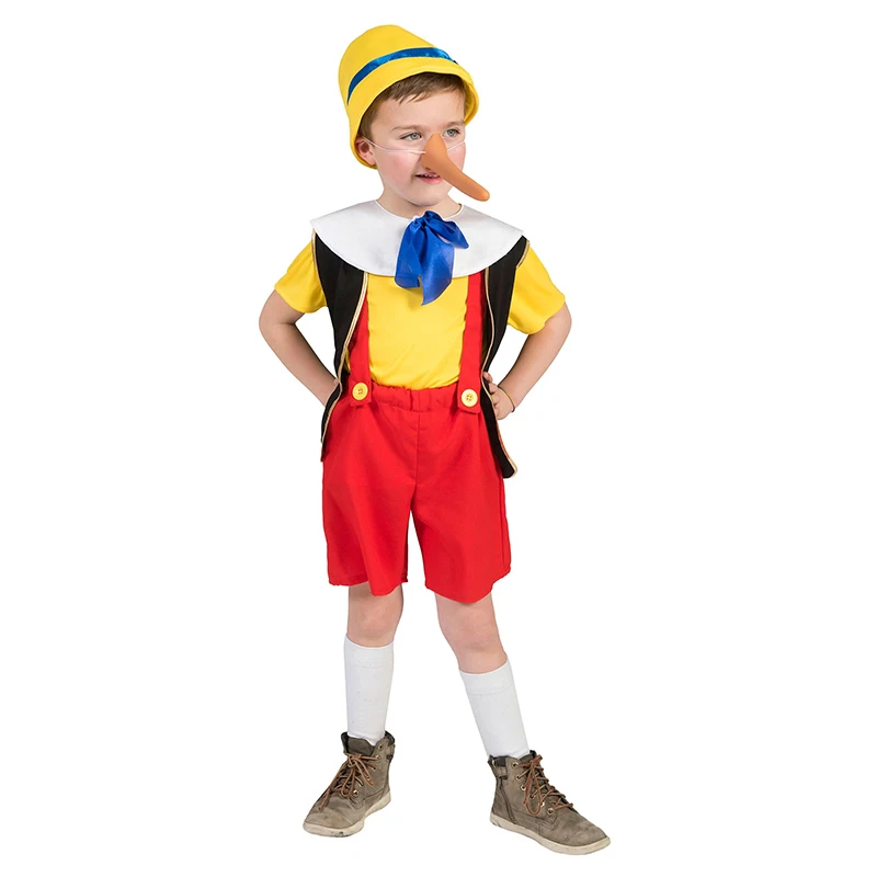 insulto Brújula actualizar Disfraz de Pinocho de nariz larga para niños y niñas, disfraz de Halloween  de Pinocho, traje de Purim Carinval, novedad de 2023 - AliExpress