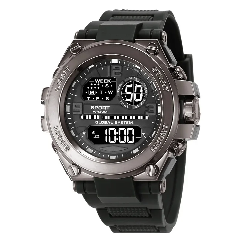 Black Sports Watch for Kids Students Men's Multifunction LED Digital Watch Waterproof Luminous Alarm Clock Electronic Watches 2