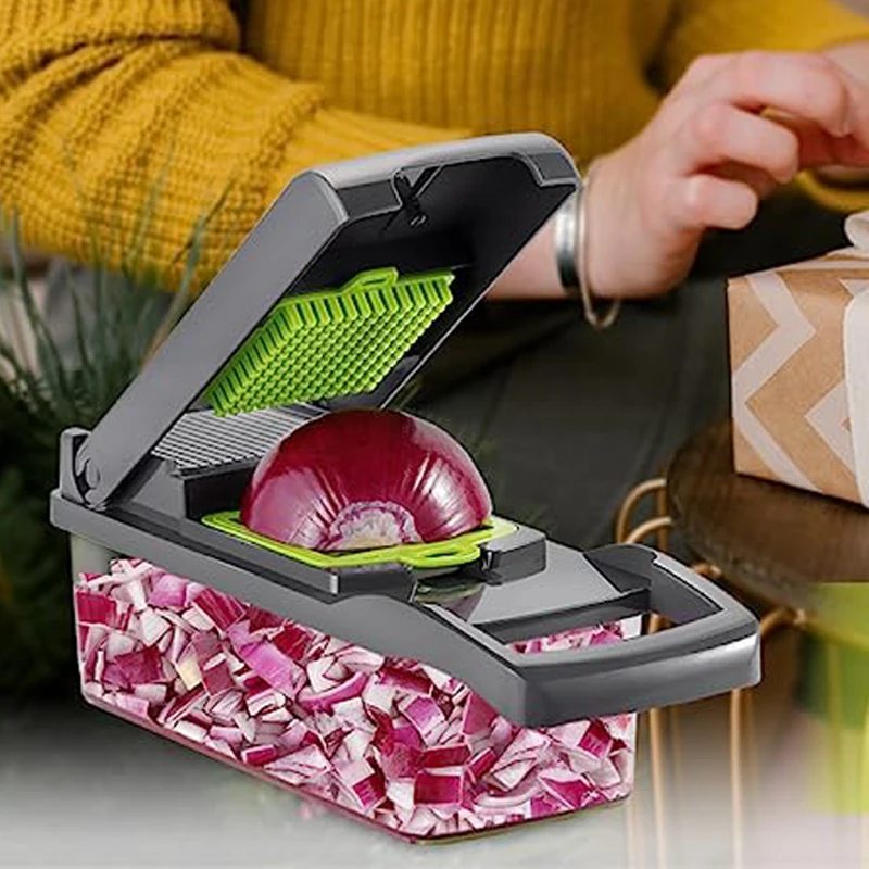 Kitchen tool 16 in 1 Multifunctional Vegetable Slicer Cutter Shredders Slicer With Basket Fruit Potato Chopper Carrot Gratertool