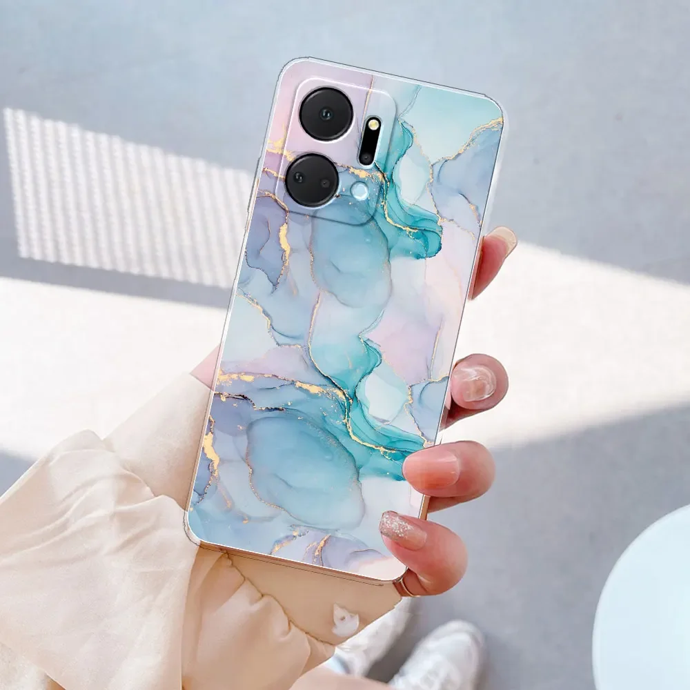 Cover Compatibile per Honor X7A con 2 Pellicola Vetro Temperato, Morbido Silicone ed Antiurto Protettivo Bumper TPU Gel Smartphone Custodia Case - Trasparente