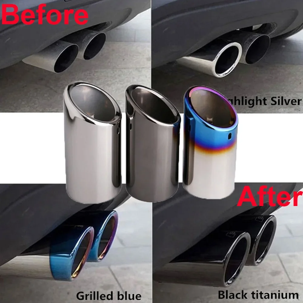 Auto Car Exhaust Muffler Tip Pipes Covers 1/2Pcs fit for VW Tiguan Passat B7 CC Audi A3 8P A4 B8 Q5 A1 2009-2015 Car Accessories car exhaust tail pipe