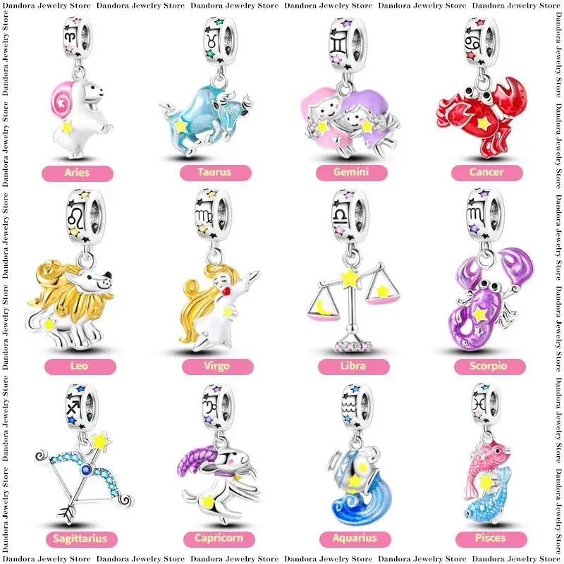 

Luminous Color Changing Constellation Animal Shape Charm Bead Fit Pandora Original Bracelet Women Silver Pendant Bead Jewelry