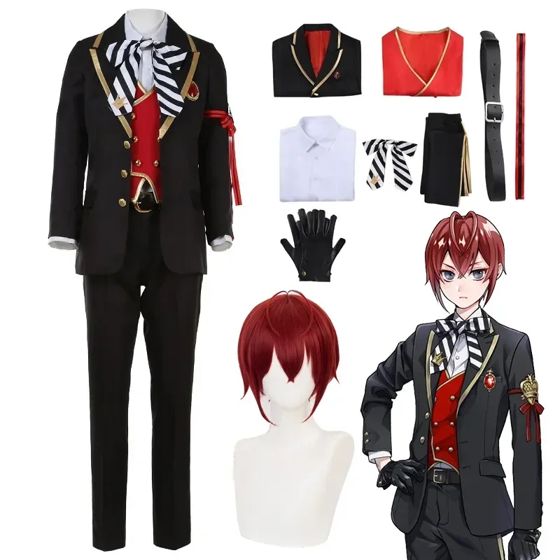 Riddle Rosehearts Cosplay Twisted-Wonderland Riddle Roshearts Cosplay Costume Vestiti Parrucca Costumi Di Halloween Per Gli Uomini