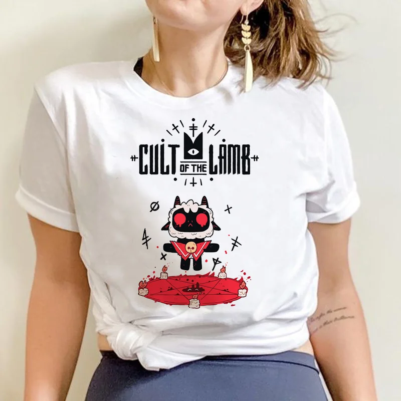 T-Shirt Cult Of The Lamb T-Shirt Uomo Estetica Grafica Manga Streetwear Maglietta Giapponese Vestiti Y2K Streetwear