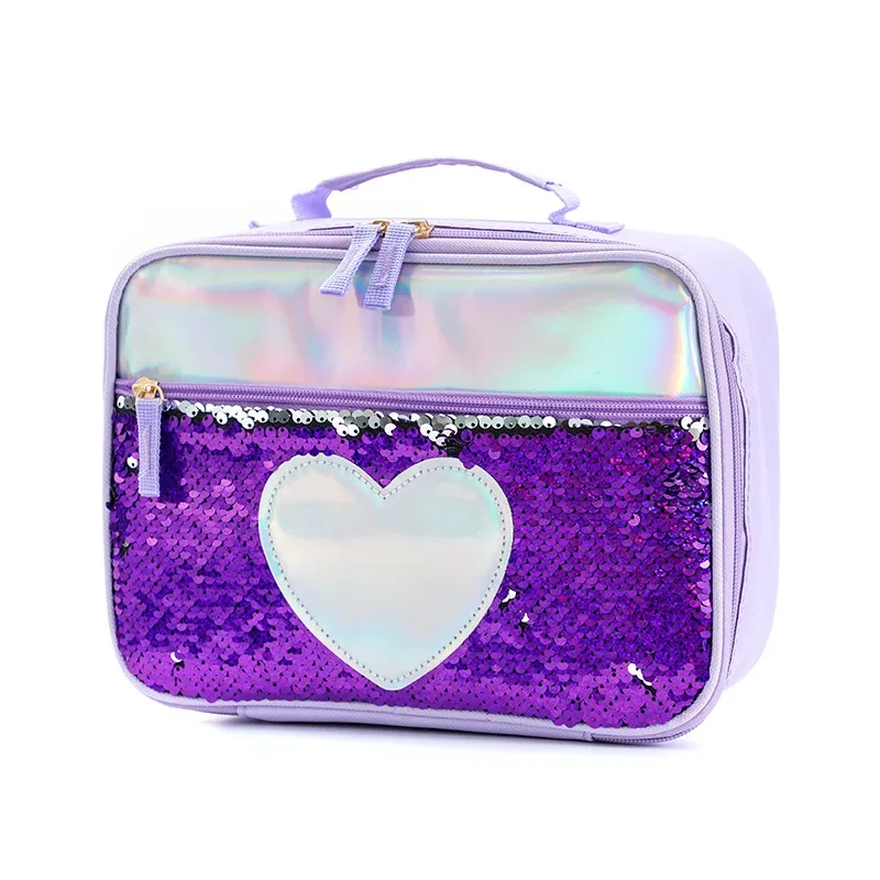 New Sequin Thermal Bag Children's Handheld Lunch Bag, Sequin Lunch Bag, Aluminum Foil Thermal Bag, Fresh Student Supplies 5