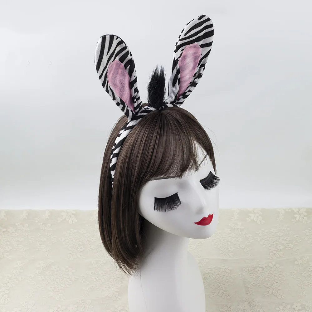 Animal Zebra Set Ears Tail Bow Tie Fancy Dress Accessories for Kids Women Party Props Birthday Halloween Costume Cosplay Sets