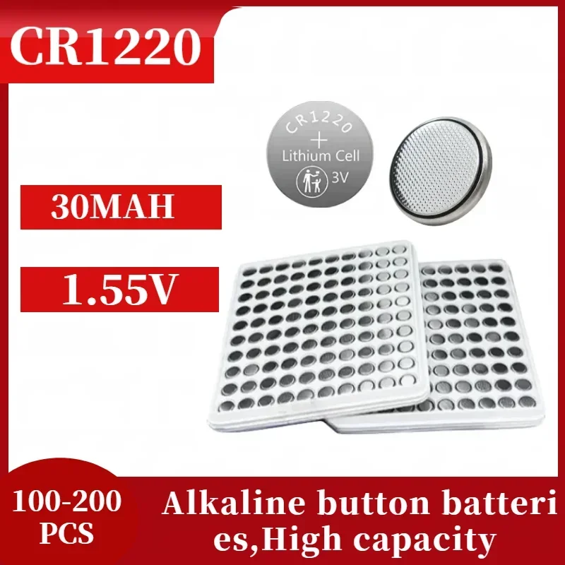 

CR1220 Lithium Battery 3V KCR1220 CR 1220 LM1220 BR1220 Button Coin Cell, Toy Watch Scale Calculator Car Remote Control, New