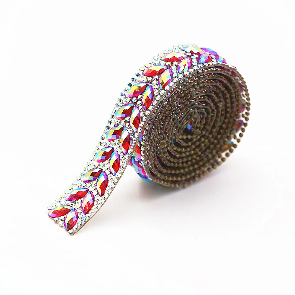 1 Yard Sparkling Horse Eye Shape Rhinestone Strip for Dance Dresses&Costumes,Easy-to-Apply Hot Melt Glue for DIY Embellishment