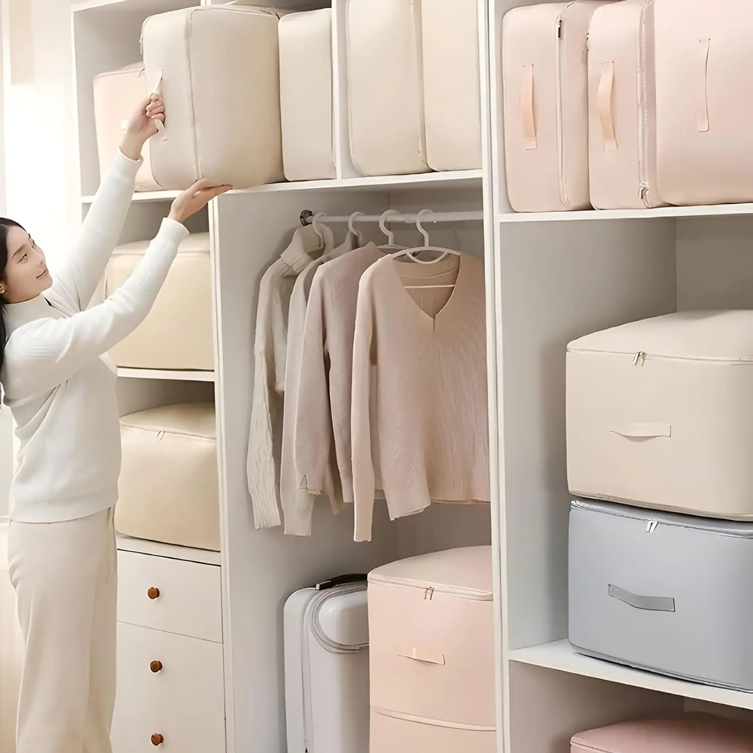 Large Compression Bag Quilt Clothes Closet Cabinet Organizer Storagepouch Ultra Space Saving Self Compression Organizer 5