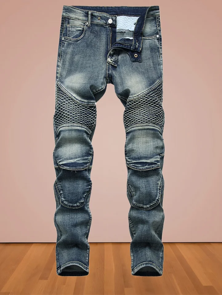 Nostalgic American Cycling Kneepads Slim Jeans
