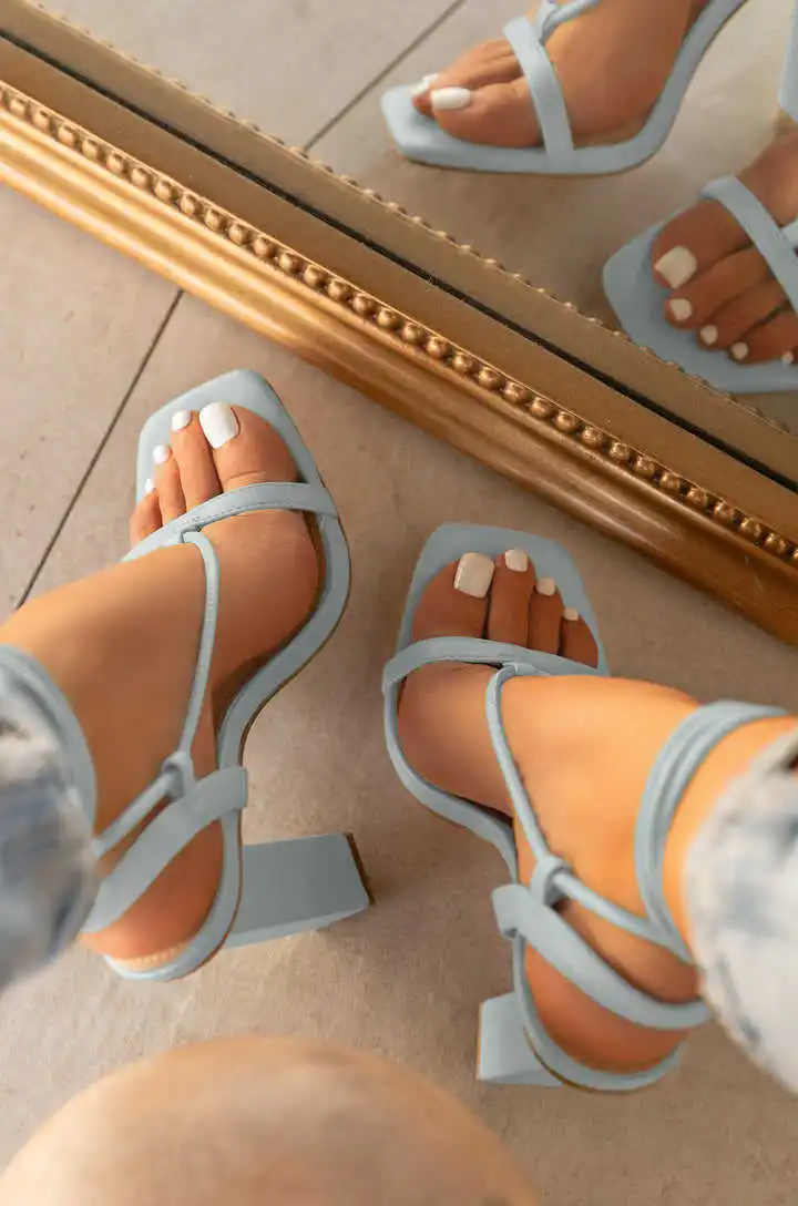 Square heels solid color high heel women's sandals