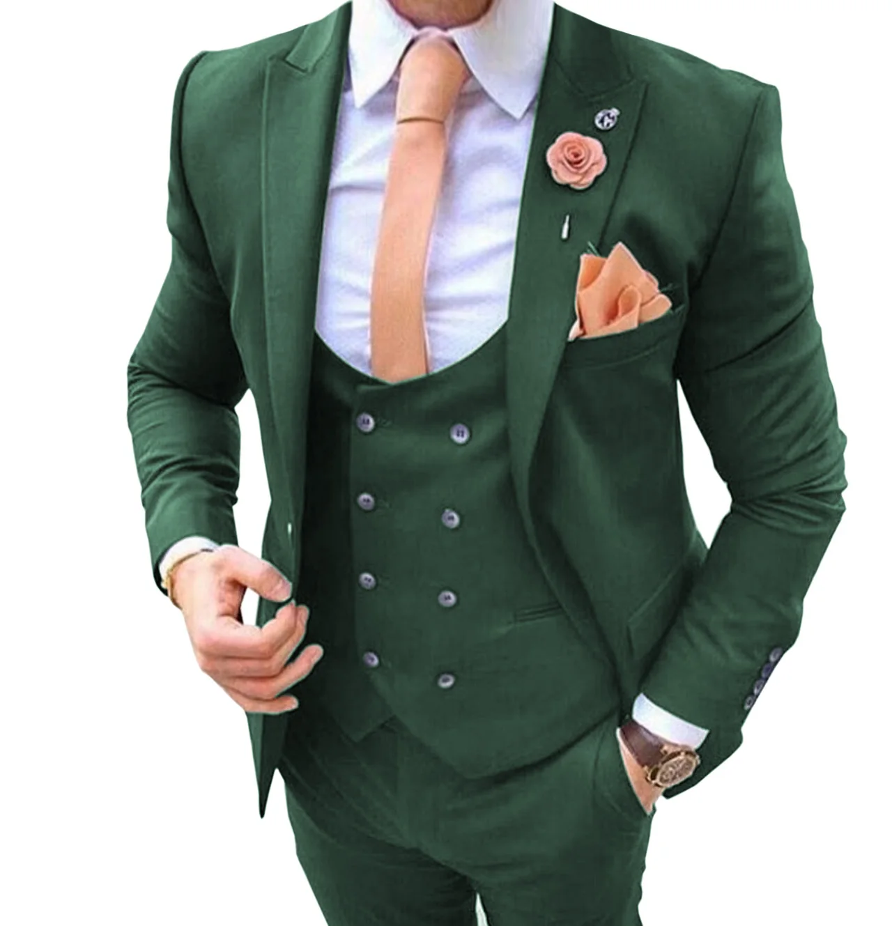 2023 New Men Business Suits Slim Fit Wedding Groom Tuxedos Prom Casual Suits Costume Homme Italien 3Pieces(Blazer+Vest+Pants)