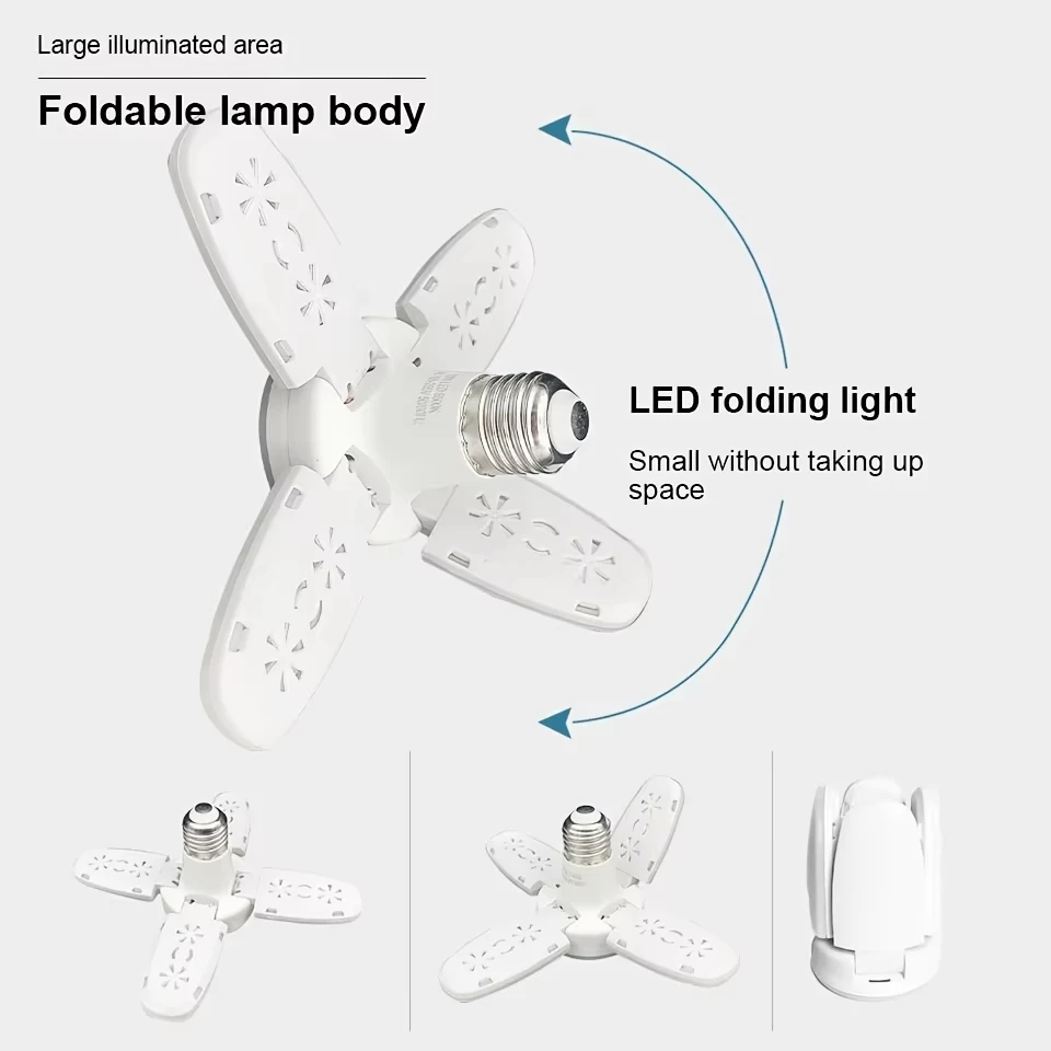 E27 Fan Foldable 28W Motion Sensor LED Bulb AC85-265V Bulb Deformation For Home Ceiling Lights Warehouse Garage Brightness Lamps