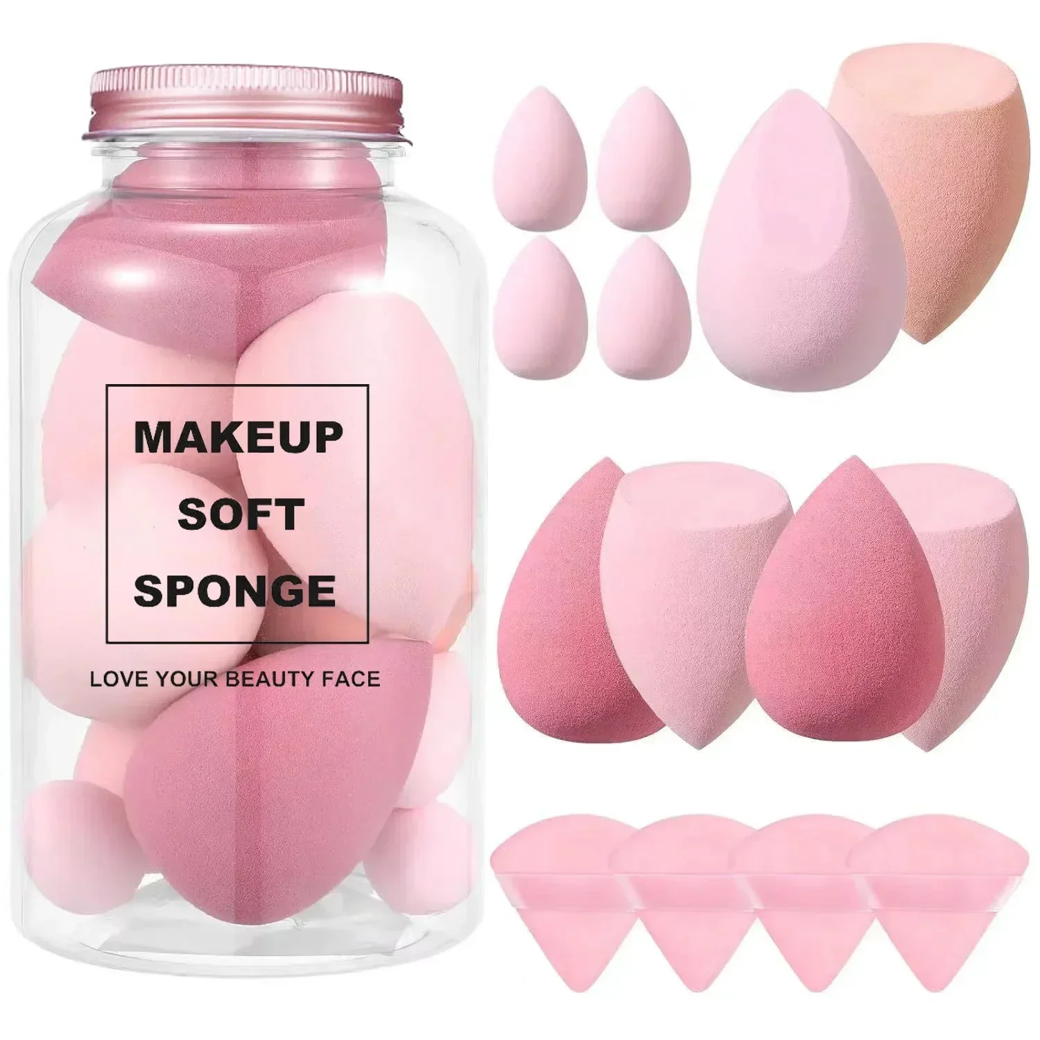 12/14Pcs Makeup Sponge Blender Beauty Egg with Storage Bottle Cosmetic Puff Foundation Sponges Powder Puffs Make Up Accessories 2