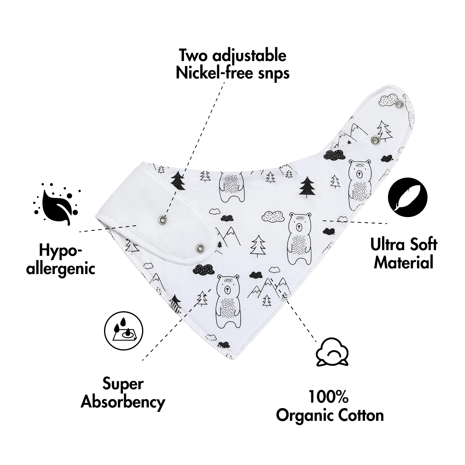 Baby Bandana Bibs Newborn Feeding Drool Bibs 100% Organic Cotton Triangle Scarf Saliva Towel Unisex Baby Teething Bibs