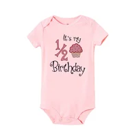 1/2 Birthday Cake Printing Baby Romper Newborn Birthday Party Clothes Toddler Jumpsuits Boys Girls Short Sleeve Romper Outfits 3