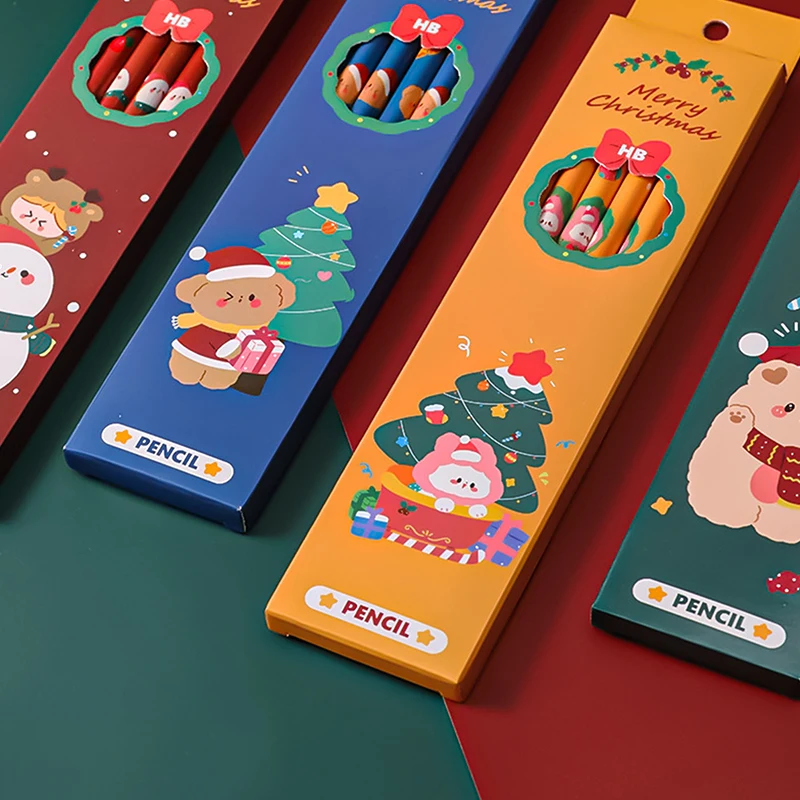 

6Pcs/set Cartoon Christmas HB Pencil Stationery School Office Supplies Student Writing Painting Supplies Children Gift