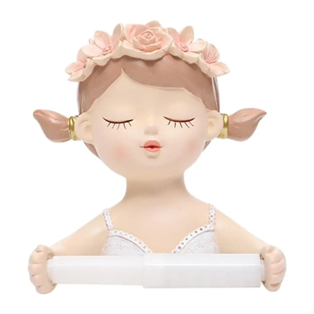 Fairy Tissue Roll Holder Lovely Girl Toilet Paper Holder Rack Hook Hanger Bathroom Light Luxury Decoration Accessories