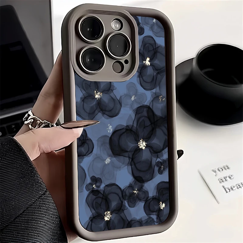 Elegant Diamond Floral Design Silicone Soft Phone Case