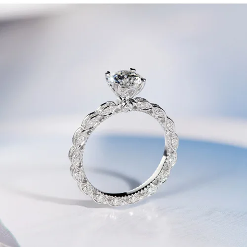 

High Quality 18K White Gold Color Fashion Women's Ring Cubic Zirconia Bridal Wedding Fine Jewelry Party Accessories Gifts