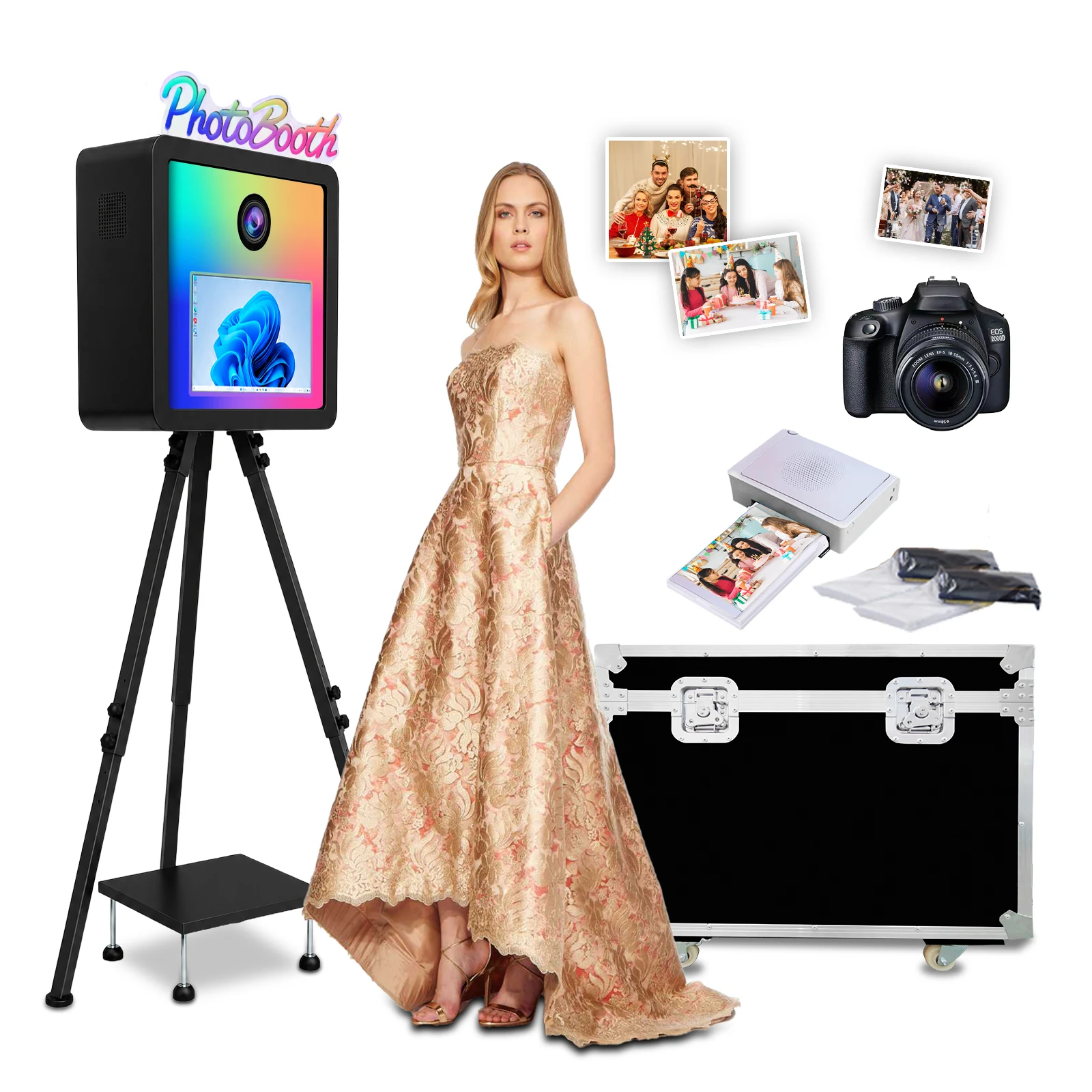 핫세일 화려한 RGB 15.6인치 터치스크린 DSLR 카메라 포토 부스 (공유, 결혼식 및 이벤트용)