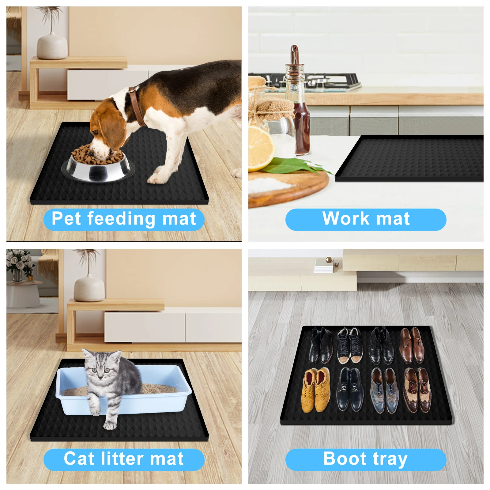 60x60cm Fridge Silicone Mat Mini Fridge Drip Pan with 0.8 Inch Raised Edges Under Refrigerator Floor Protector Furniture Pad