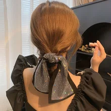 

Personality Trendy Fashion Design Diamond-studded Bowknot Hair Rope Simple and Versatile To Tie The Hair Hair Tie Traveling