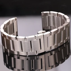 Elegant Brushed Stainless Steel Watch Band Bracelet - Unisex Versatile Design - 22mm (Silver)