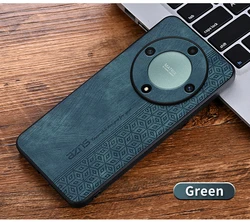 Elegant Shockproof Leather Case - Skin Feel, Soft Back Cover Bumper - Honor X9c Smart (Black Green)