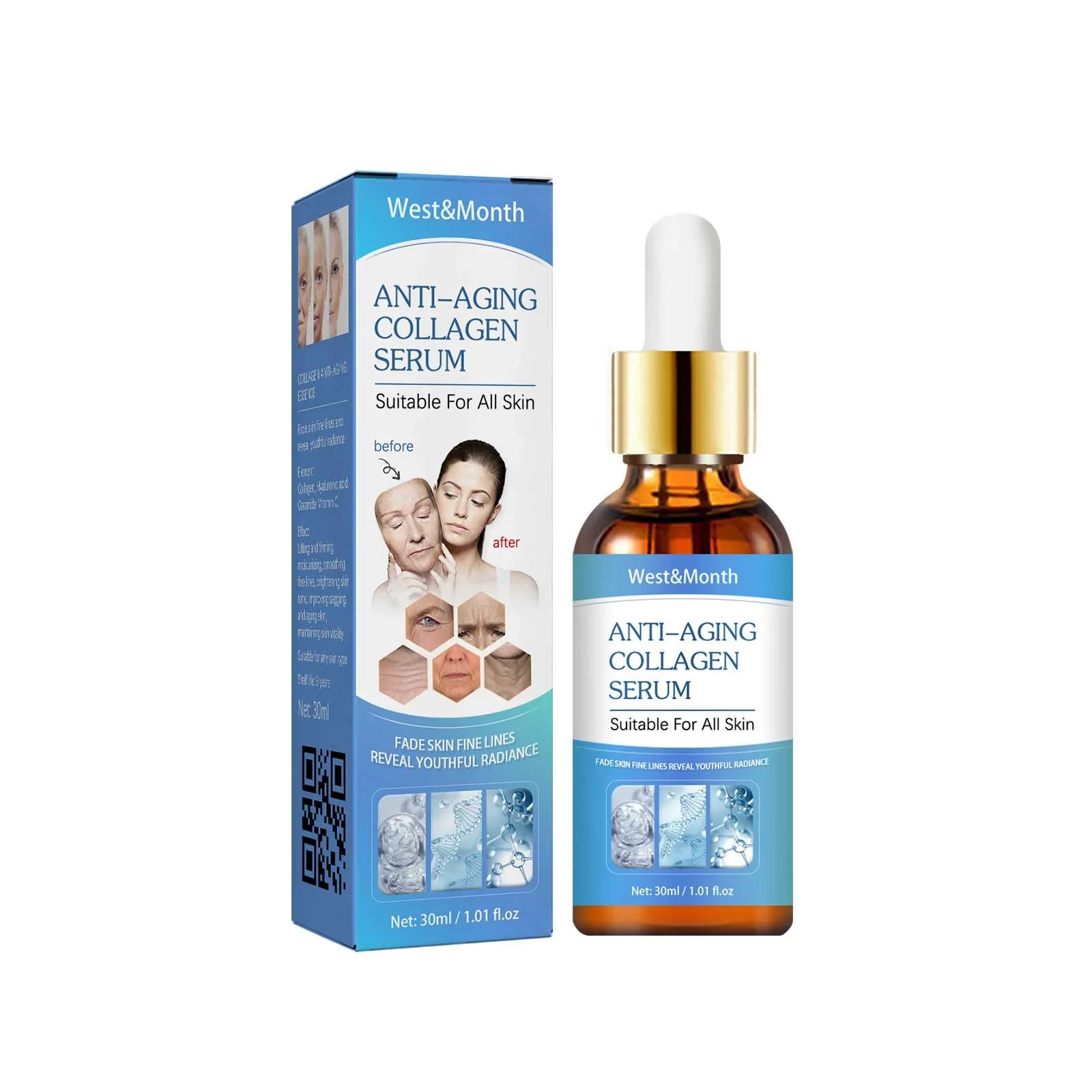 Esencia reafirmante con colágeno antiedad que difumina líneas finas, surco nasolabial, hidratante, antiarrugas, cuidado facial y de ojos._voghion.com