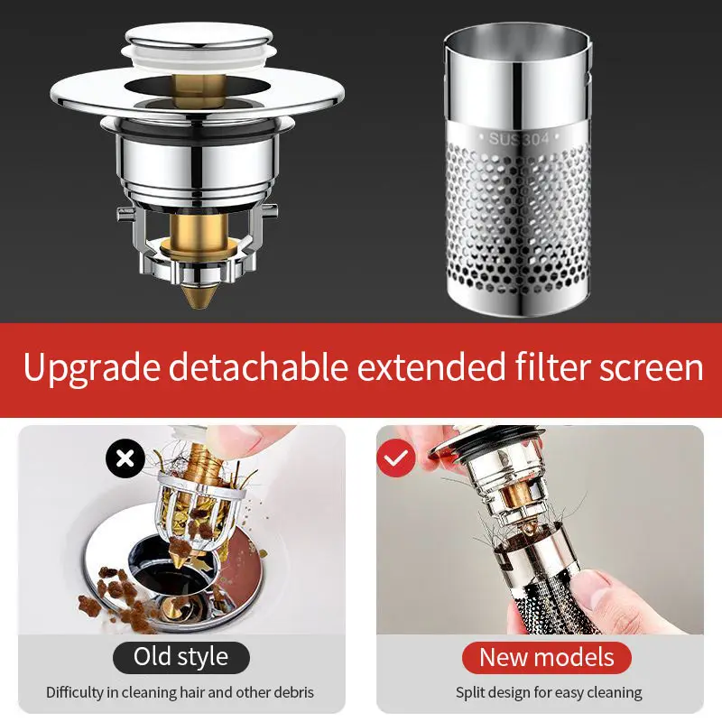 Multifunctional Floor Drain Filter Cover Rebound Core Sink Drainage Bobby Pin Collector Floor drain filter floor drain strainer floor drain basin drain cover floor drainer inner core Shower Basin