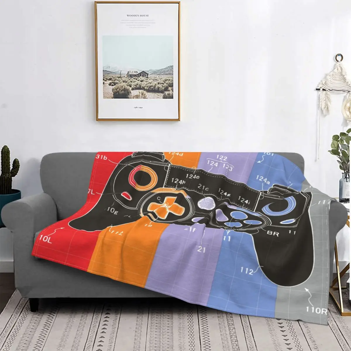 

Gamer's Dream Blanket Game Gamer Gamepad Bedspread Ultra Soft Warm Quilt Sofa Bed Flannel Bedroom Office Fluffy Art
