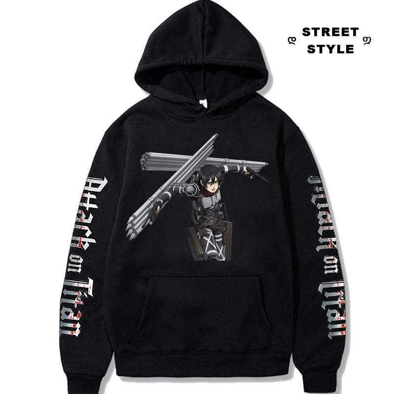 

Attack On Titan Anime Hoodies For Men Women Mikasa Ackerman Graphic Printed Sweatshirts Y2k Pullover Harajuku Hip Hop Streetwear