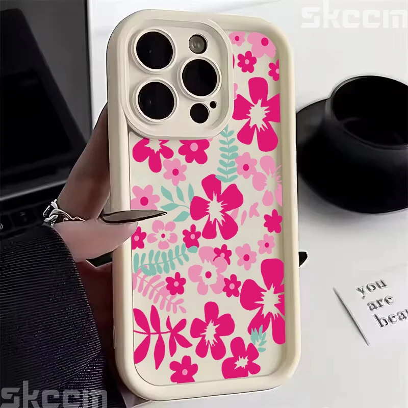 Luxurious Pink Flower Soft Silicone Shockproof Phone Case