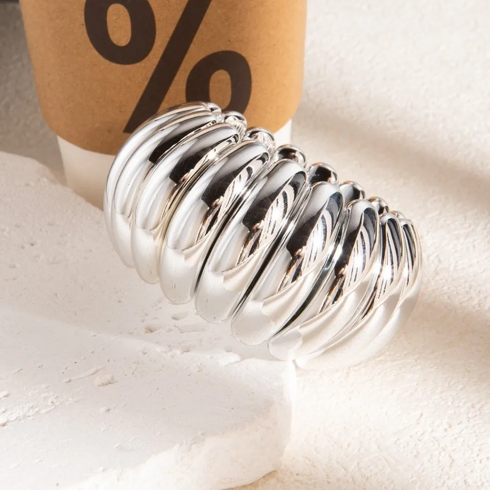 Gold Silver Geometric Bracelets Adjustable Elastic Design Punk Style Bangles Geometric Pattern Fashion Jewelry Daily Wear