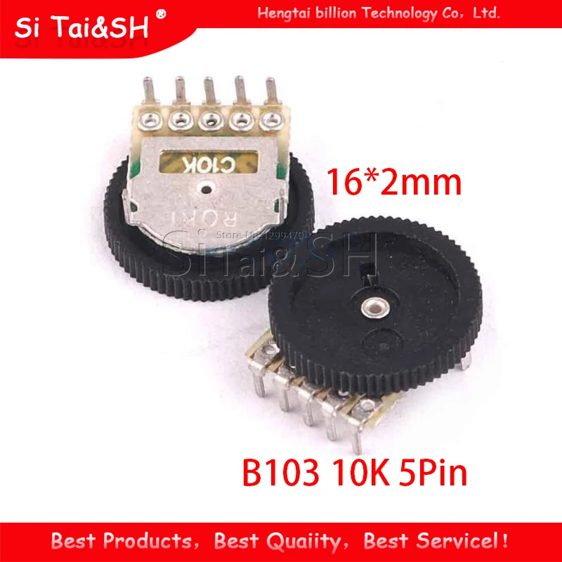 New 5pcs Double Gear tuning potentiometer B103 10K 5Pin 16*2mm Dial Potentiometer