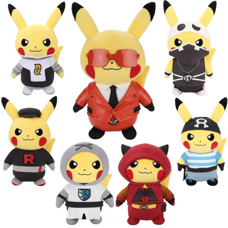 

28cm New Original Pokemon Dress Up Pikachu Cartoon Cute Anime Figure Toys PP CottonStuffed Plush Dolls Toy Girl Kids Xmas Gifts