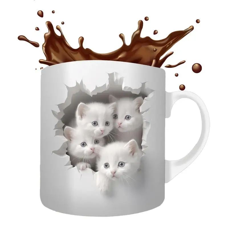

Cat Pint Coffee Mug Ceramic Cat Cup 3D Visual Effect Creative Coffee Cups For Mulled Drinks Unique Cat Lovers Gifts Cups For Tea