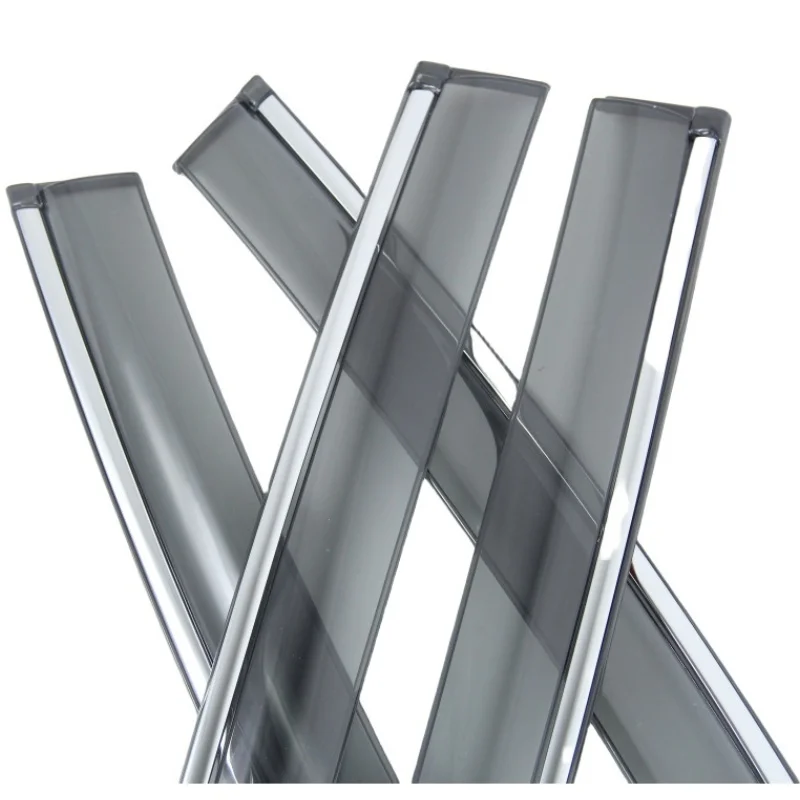 Translucent Car Window Visor Rain Guard Deflector Awnings Shelters Stainless Steel Trim For Toyota RAV4