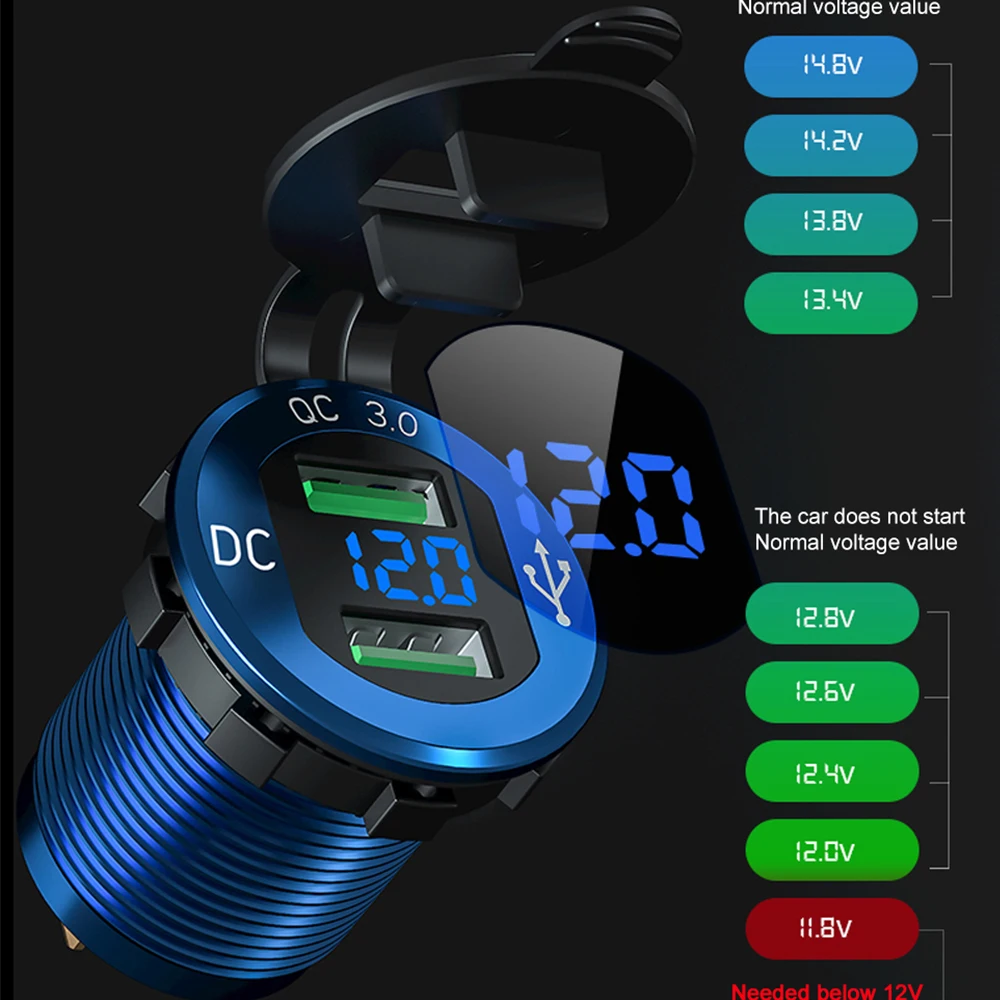 12V USB Outlet Auto Quick Charge 3,0 Dual USB Ladegerät Buchse mit