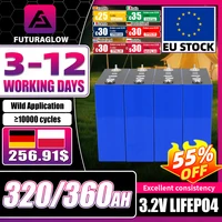 Batterie Lifepo4 Grade A 320Ah 360Ah, stock UE, cellule rechargeable au phosphate de fer et de lithium 3.2V, DIY 12V 24V pour systèmes solaires, camping-cars, fourgons et caravanes 1