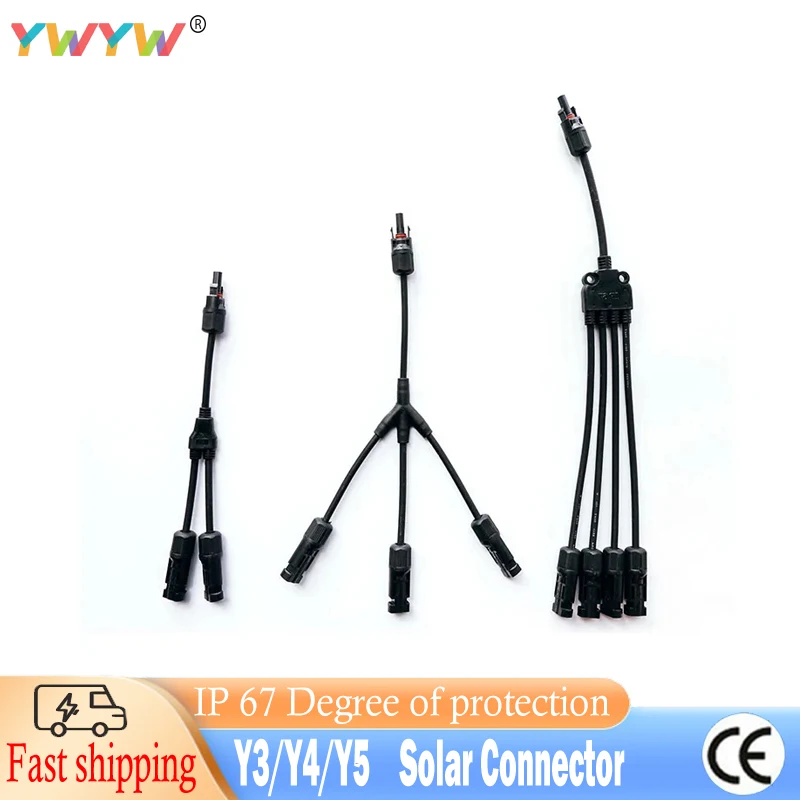 

Y Type Solar PV Branch Parallel Cable Connector Adapters For Photovoltaic System 1500V 50A 1 To 2/3/4 way Solar Panel Connector