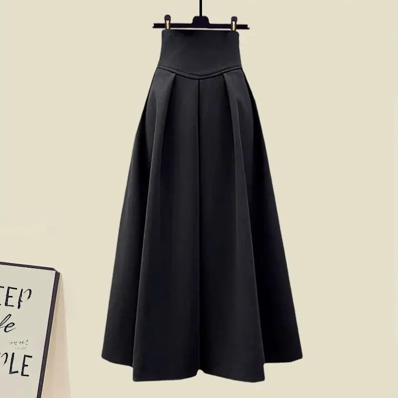 Women's Autumn Winter New in Matching Set Korean Elegant Knitted Sweater High Waist Midi Skirt Two Piece Female Chic Dress Suit