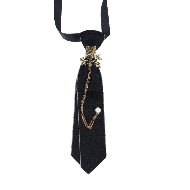 Hand Made Black Ribbon Tie Crystal Rhinestone Jewelry Men White Shirts College Girl Boys Collar Neck Ties Uniform Women Necktie Woven Necktie Necktie Set Clip On Tie