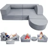 Kids Couch Sofa 10PCS, Premium Toddler Couch Fort for Child Teens, Modular Kids Couch Furniture, Grey 1