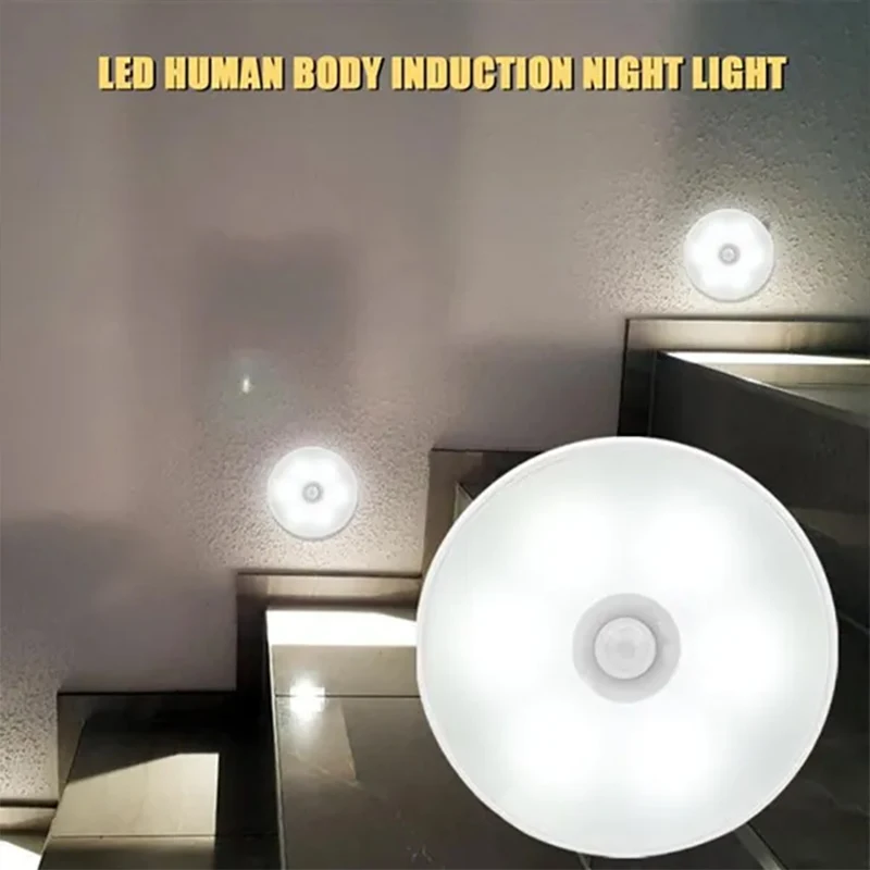 USB Charging Smart Sensor Lamp LED Human Body Induction Night Light Bedside Bedroom Home Corridor Lighting 8 LEDs Mini Wall Lamp