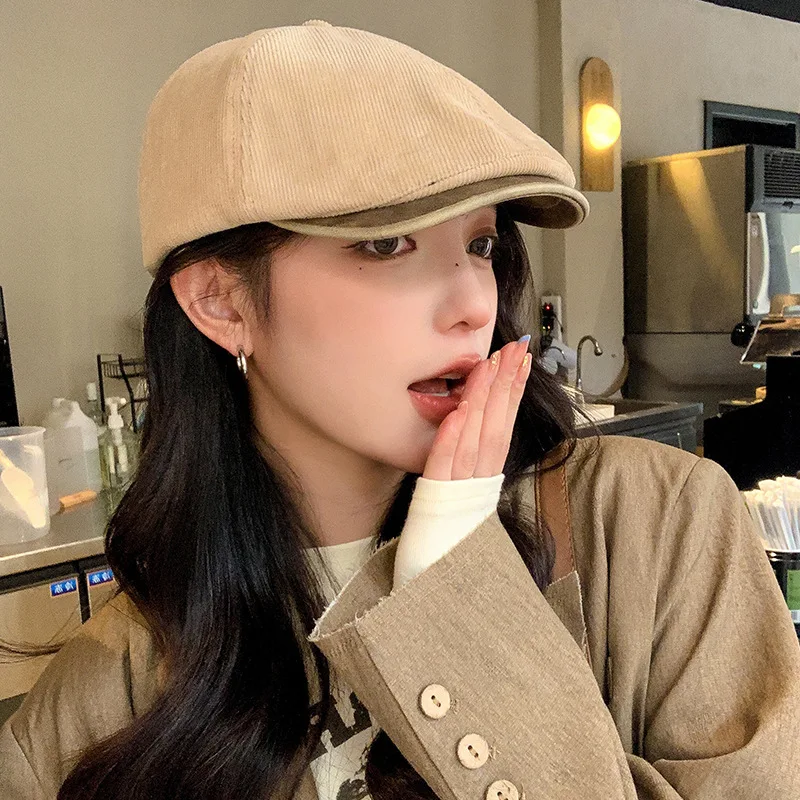 Women Girls Newsboy Flat Cap Classic Corduroy Irish Hat Gatsby Ivy Golf Cabbie Hat