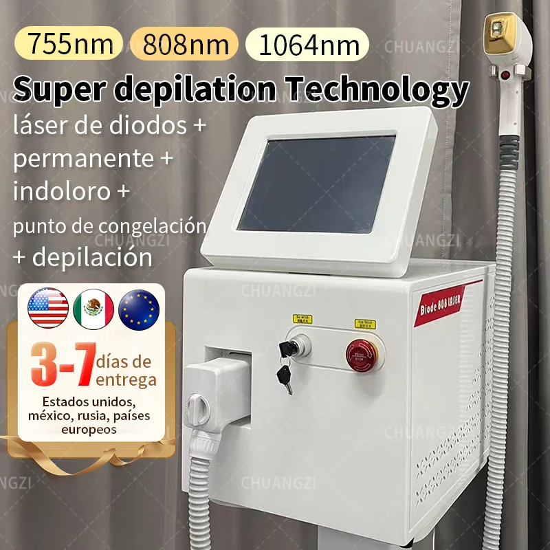 Profession 8008NM Ice platin Diode Laser Hair Removal Machine for Woman Permanent Painless Device 3 Wavelength 808 1064 755nm