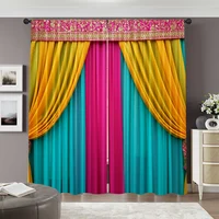 2pcs, 2D flat Scene Curtains Indian style Light Filter Spring Party & Holiday Decor Perfect for Party Decor bedroom decor 2