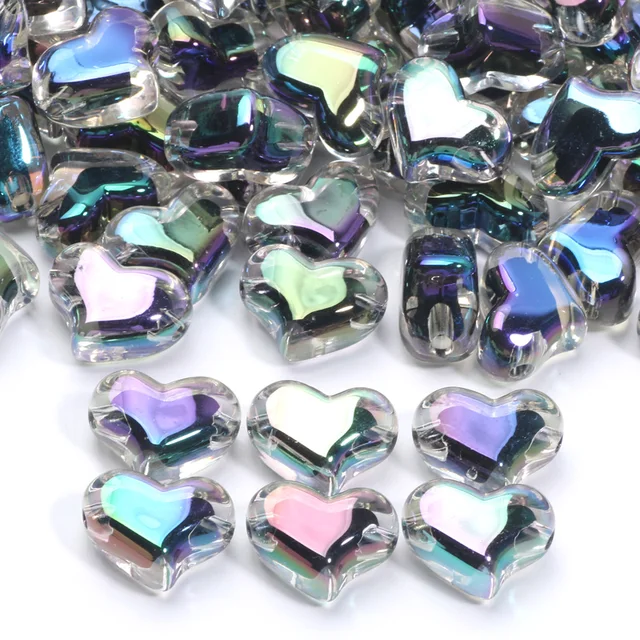 Transparent Black Love Heart Beads 1